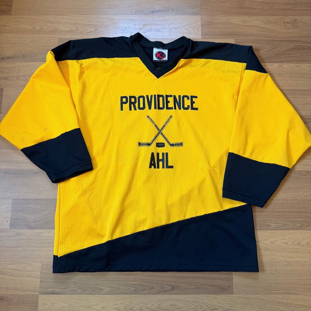 Men's Vintage 90's K1 Providence Bruins Yellow Black AHL Hockey Jersey Sz XL VTG
